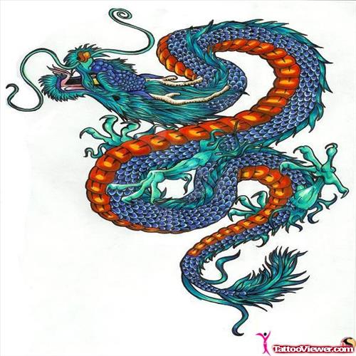 Colored Dragon Tattoo Design for Women