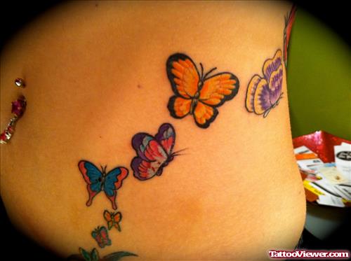 Colored Butterflies Tattoo For Women
