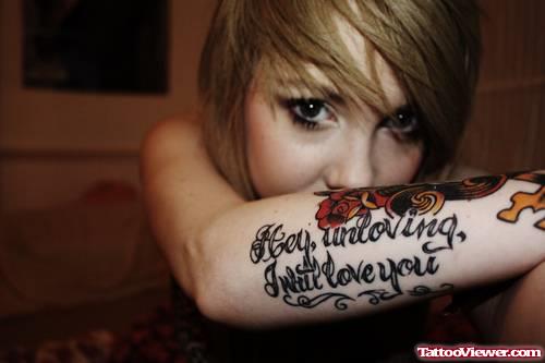 Love Quote Women Arm Tattoo