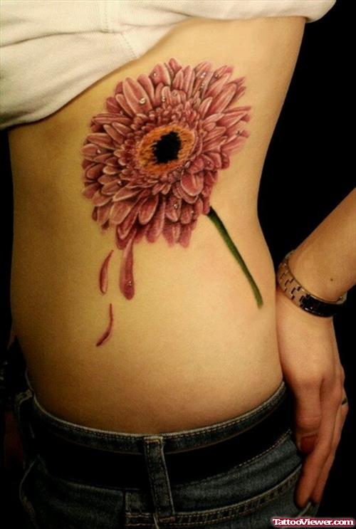 Beautiful Flower Women Side Rib Tattoo