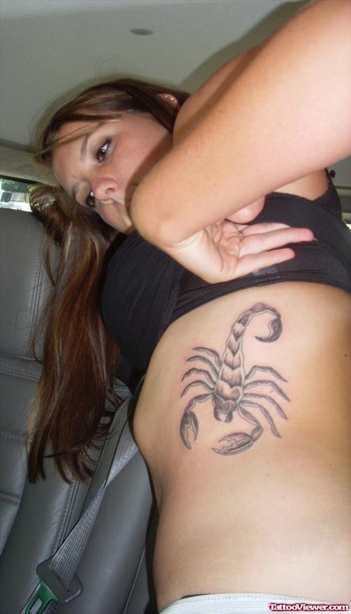 Grey Ink Scorpio Tattoo For Women