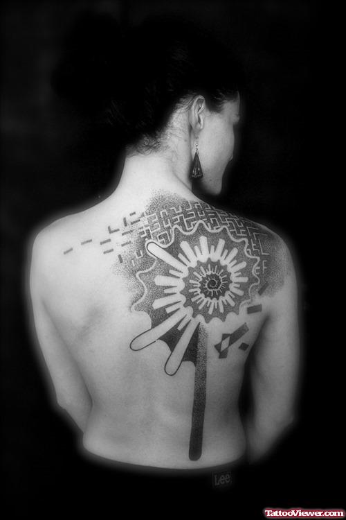 Geometric Dotwork Women Tattoo On BAck