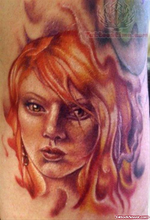 Fire Woman Tattoo