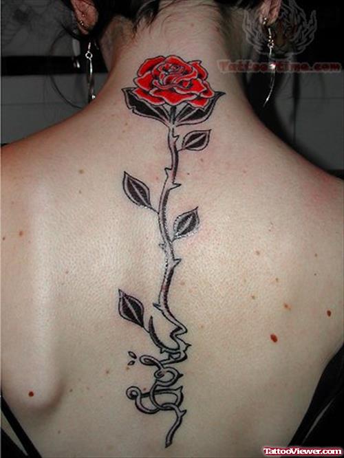 Rose Tattoo On Back For Women