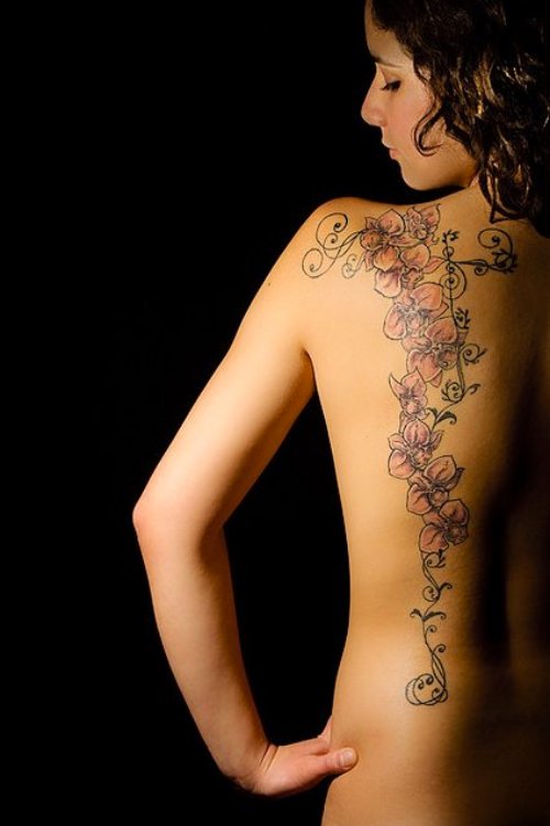 Flower Back Body Women Tattoo