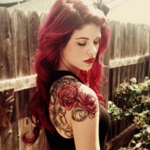Rose Flowers Women Upper Arm Tattoo