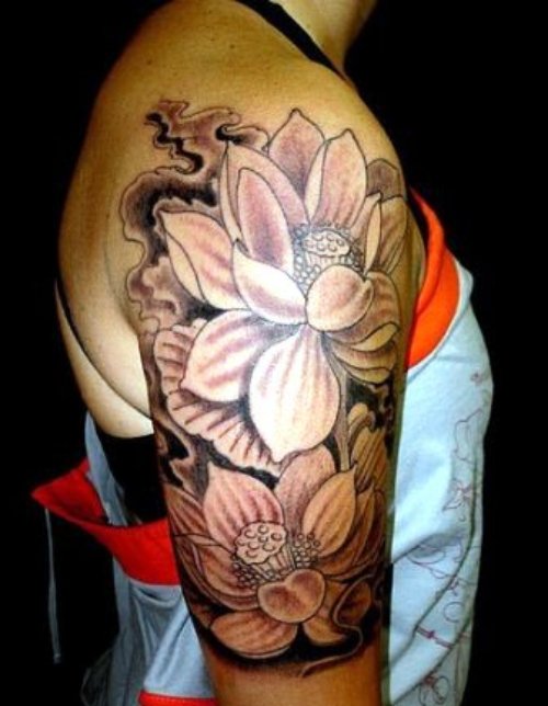 Floral Right Half Sleeve Women Tattoo