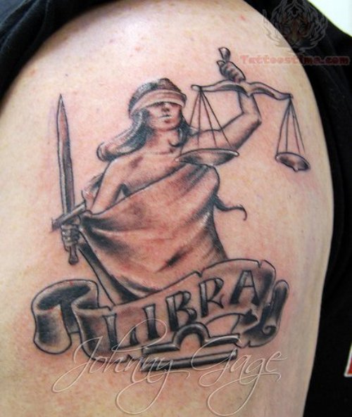 Libra Women Tattoo On Shoulder