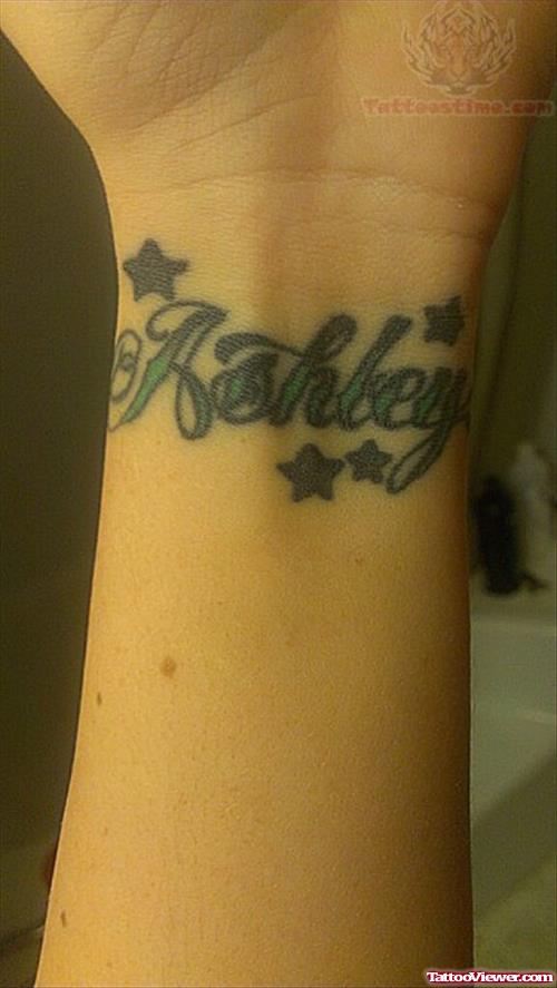 Ashley Word Tattoo On Wrist