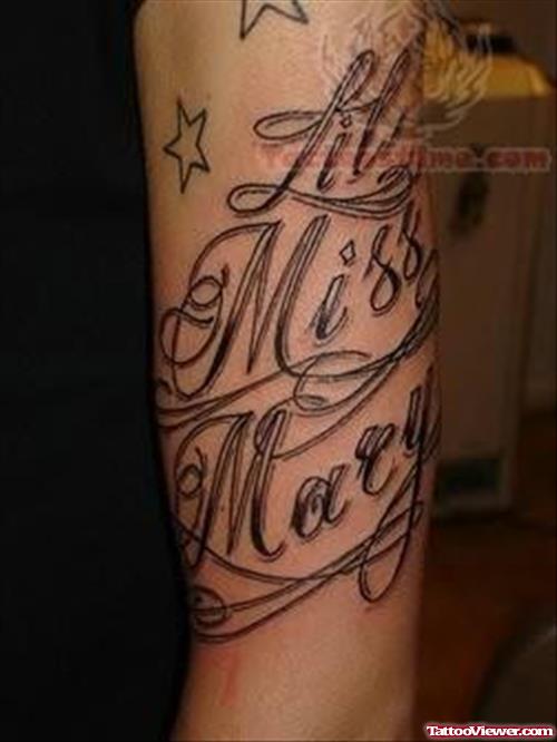 Stylish Word Tattoo On Arm
