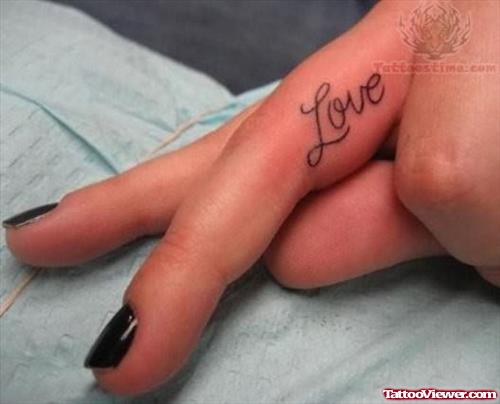 Love Tattoo on Finger