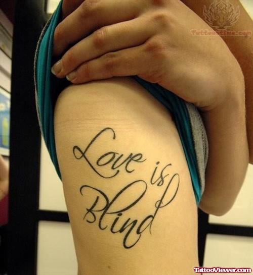 Love Is Blind Tattoo On Rib