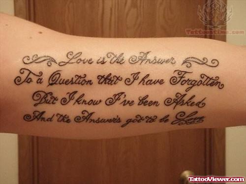 Wording About Love Tattoo