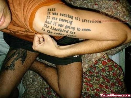 Wording Tattoo On Muscles
