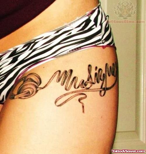 Musique Tattoo On Thigh