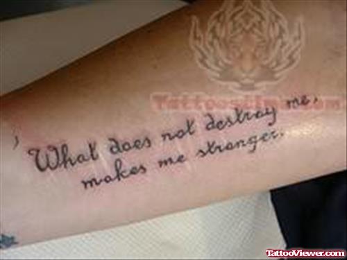 Quote Written On Arm