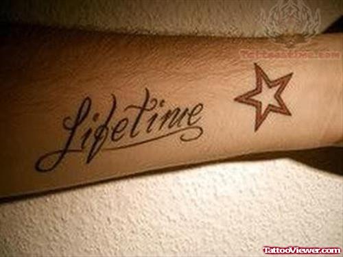 Life Time - Cool Words Tattoo On Arm