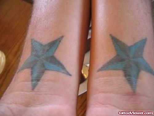 Blue Stars Tattoos On Wrist