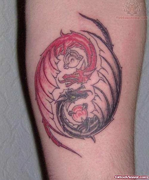 Dragon Ying Yang Tattoo On Arm