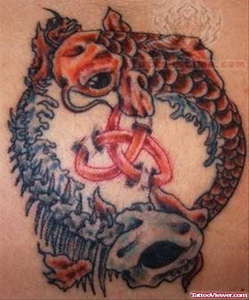 Colorful Yin Yang Dragon Tattoo
