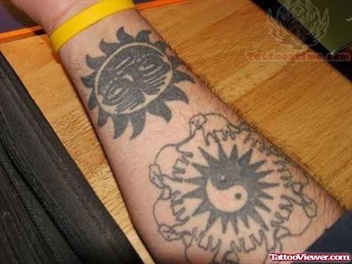 Yin Yang Tattoo On Arm For Men