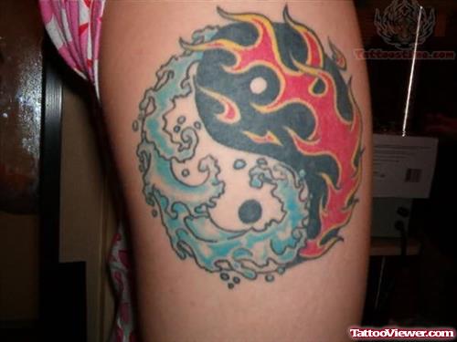 Ying Yang Fire Tattoo