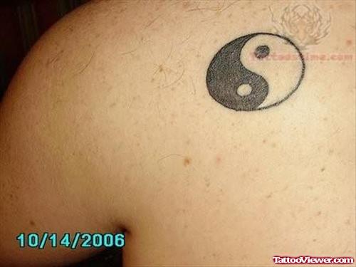 Yin Yang Tattoo On Back Shoulder