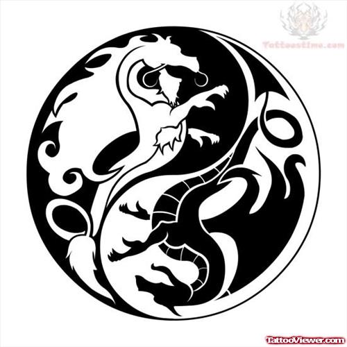 Ying Yang Dragons Tattoo
