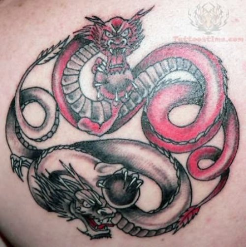 Ying Yang Dragons Tattoos