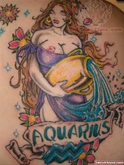 Aquarius Zodiac Symbol Tattoo