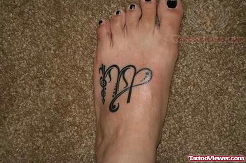 Stylish Virgo Tattoo On Foot
