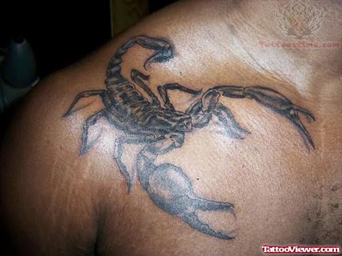 Black Scorpion Tattoo On Shoulder