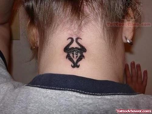 Taurus Tattoo Engraved on Neck
