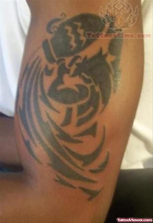 Aquarius Sign Tattoo Design on Bicep