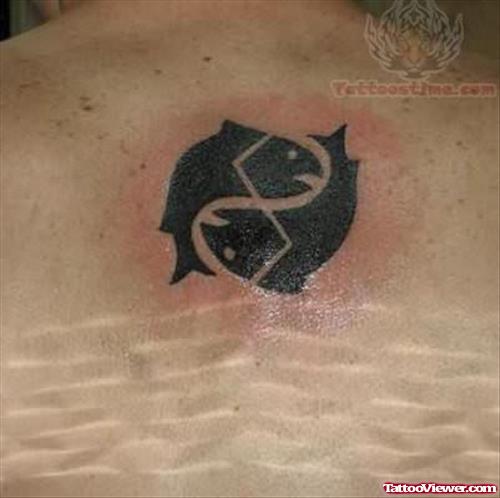 Pisces Sign Tattoo Design on Back