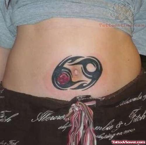 Cancer Symbol Tattoo on Waist