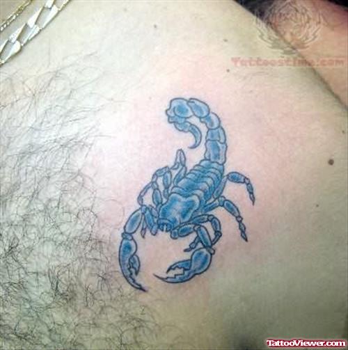Blue Colored Scorpion Tattoo