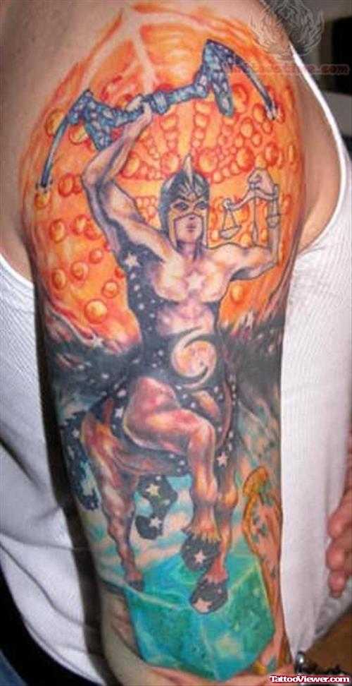 Colorful Sagittarius Tattoo on Arm
