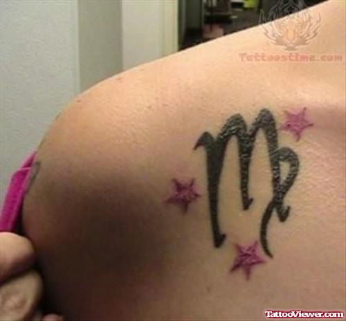 Beautiful Virgo Tattoo Design on Shoulder