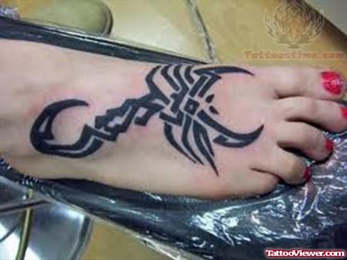 Beautiful Tribal Scorpion Tattoo Design on Foot