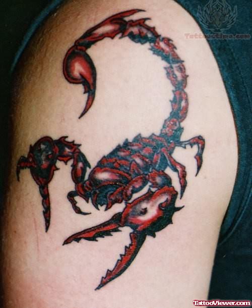 Red Colored Scorpion Tattoo