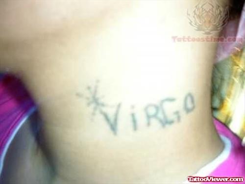 Zodiac Virgo Tattoo On Neck