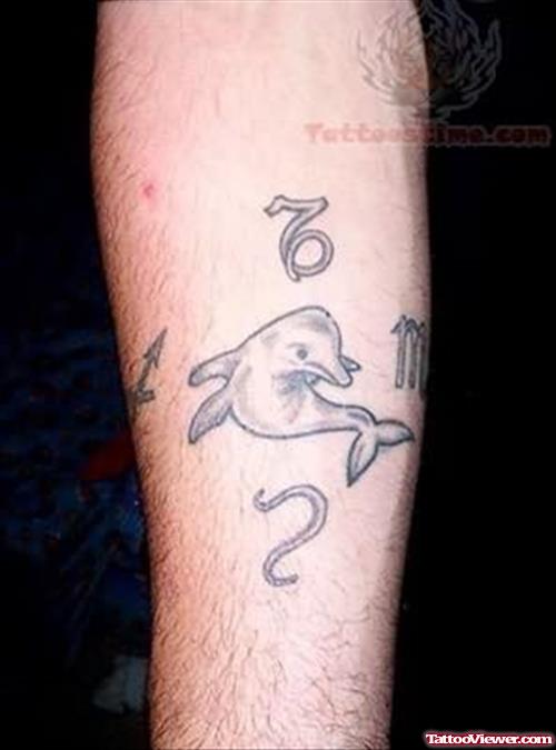 Zodiac Dolphin Tattoo On Arm