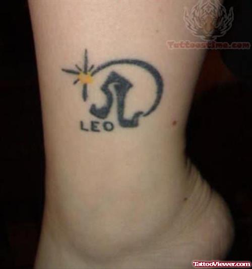 Leo Tattoo Design on Leg