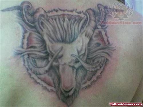 Big Capricorn Tattoo On Back