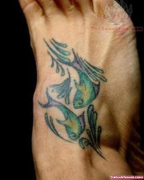 Pisces Sign Tattoo Design on Foot