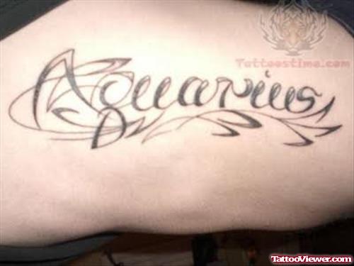 Aquarius Word Tattoo Design