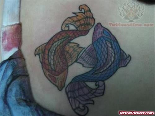 Colorful Tattoo of Zodiac Pisces