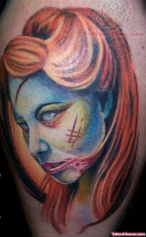 Stylish Zombie Girl Tattoo