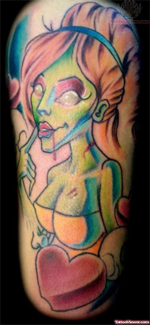Zombie Colored Girl Tattoo